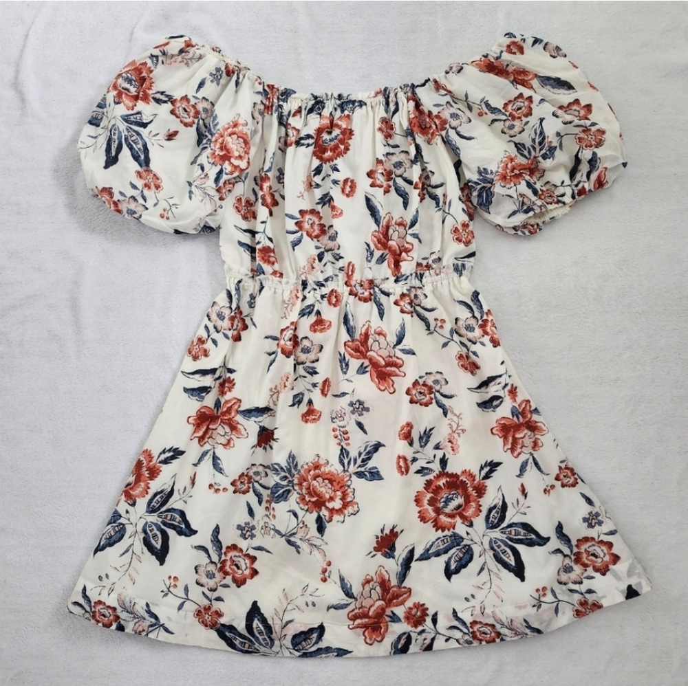 LUCKY BRAND Floral Off Shoulder Mini Dress Puff Sleeve‎ Lined Boho Chic Medium - Picture 8 of 12